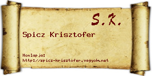 Spicz Krisztofer névjegykártya